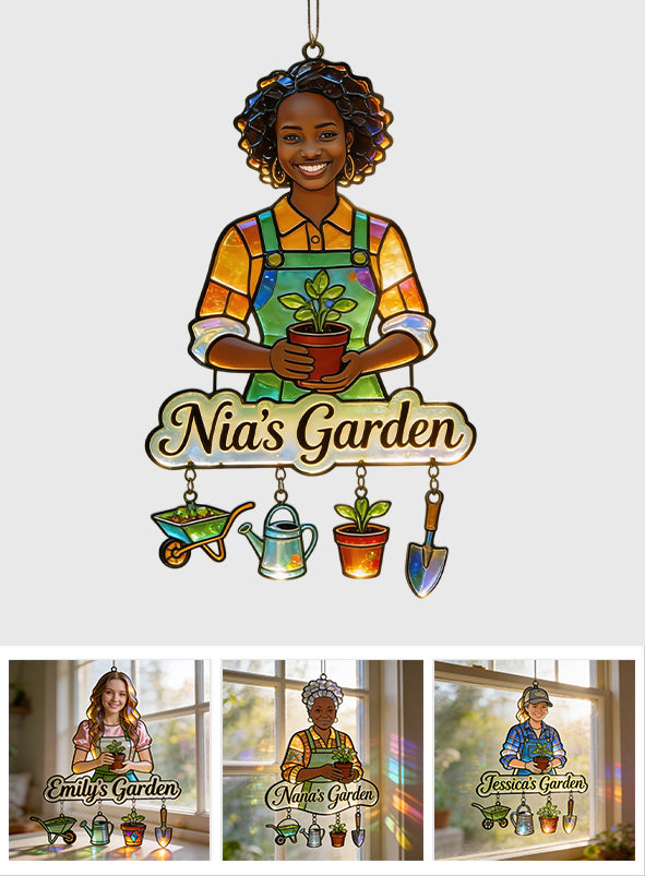 Custom Any Photo - Personalized Gardening Window Hanging Suncatcher With Charms