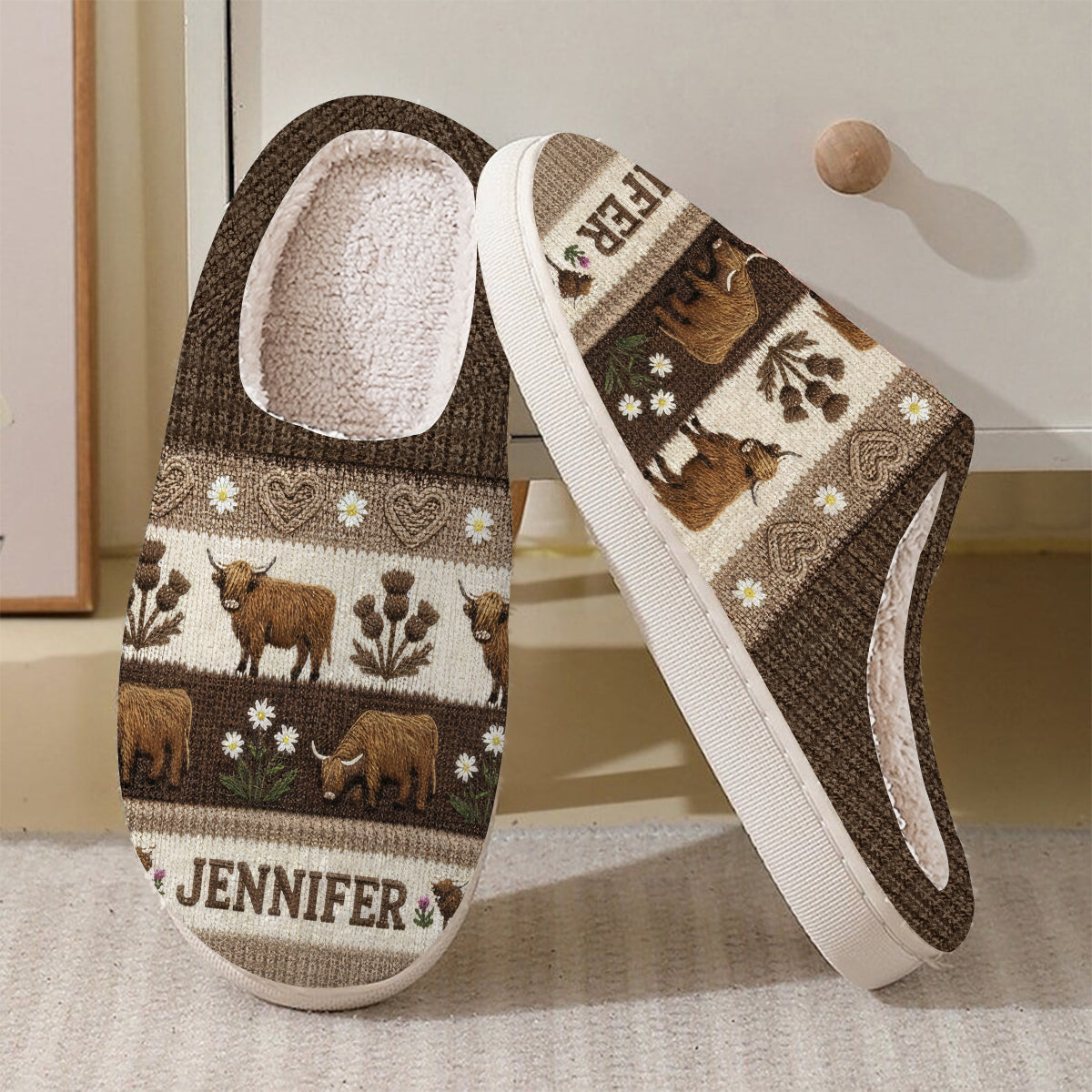 Farm Life - Personalized Highland Cow Slippers