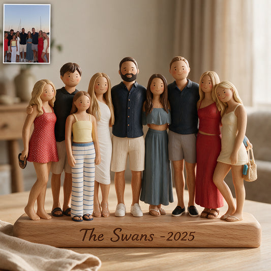 Glückliche Familie - Personalisierte Familien Holzplakette in Sonderform
