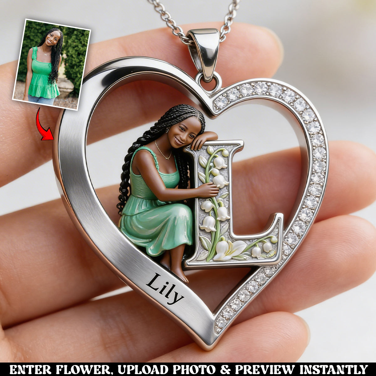 Love Yourself - Personalized Birth Month Flower Shaped Metal Pendant Necklace