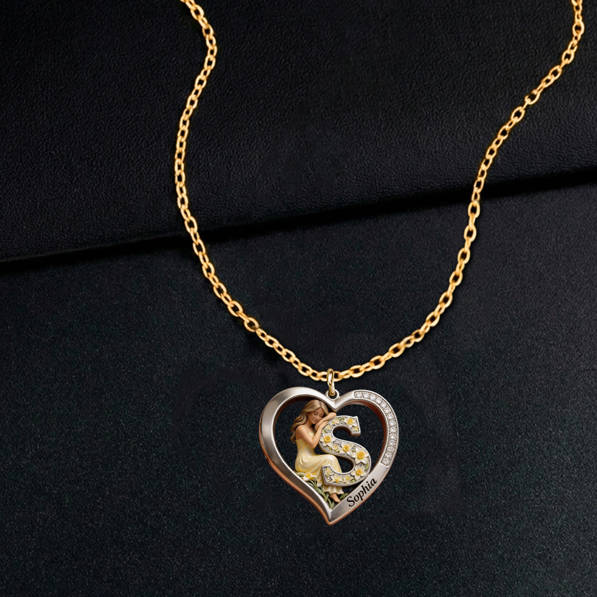 Love Yourself - Personalized Birth Month Flower Shaped Metal Pendant Necklace