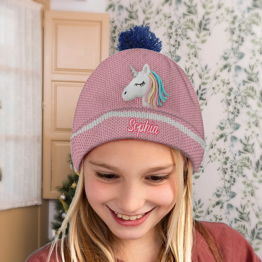 Beautiful Unicorn - Personalized Kid Beanie Hat