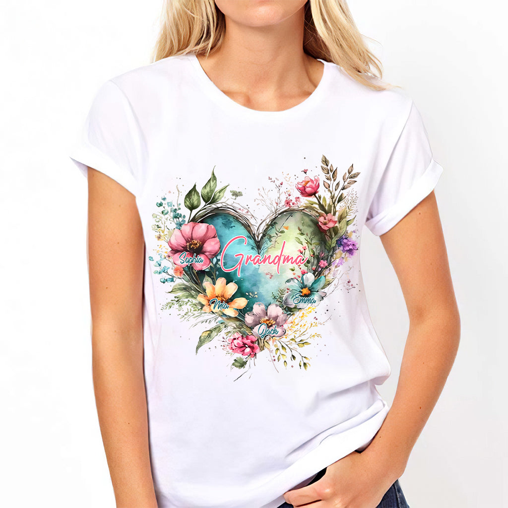 Grandma's Mom's Flowers - Personalized Grandma T-shirt And Hoodie