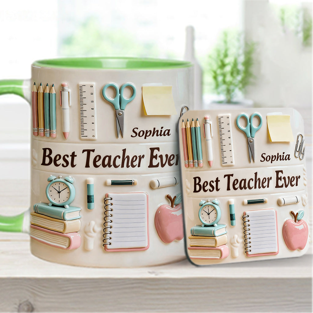 Best Teacher Ever - Personalized Teacher Accent Mug & Coaster
