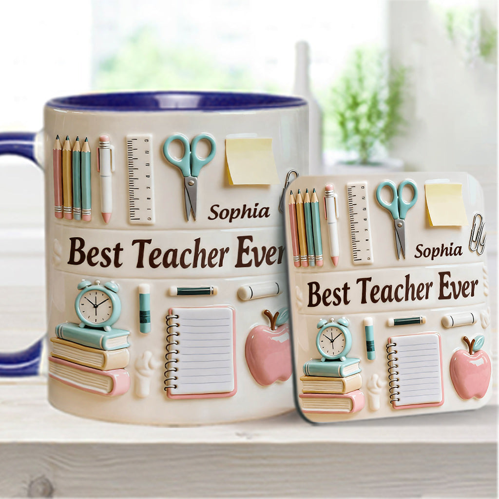 Best Teacher Ever - Personalized Teacher Accent Mug & Coaster