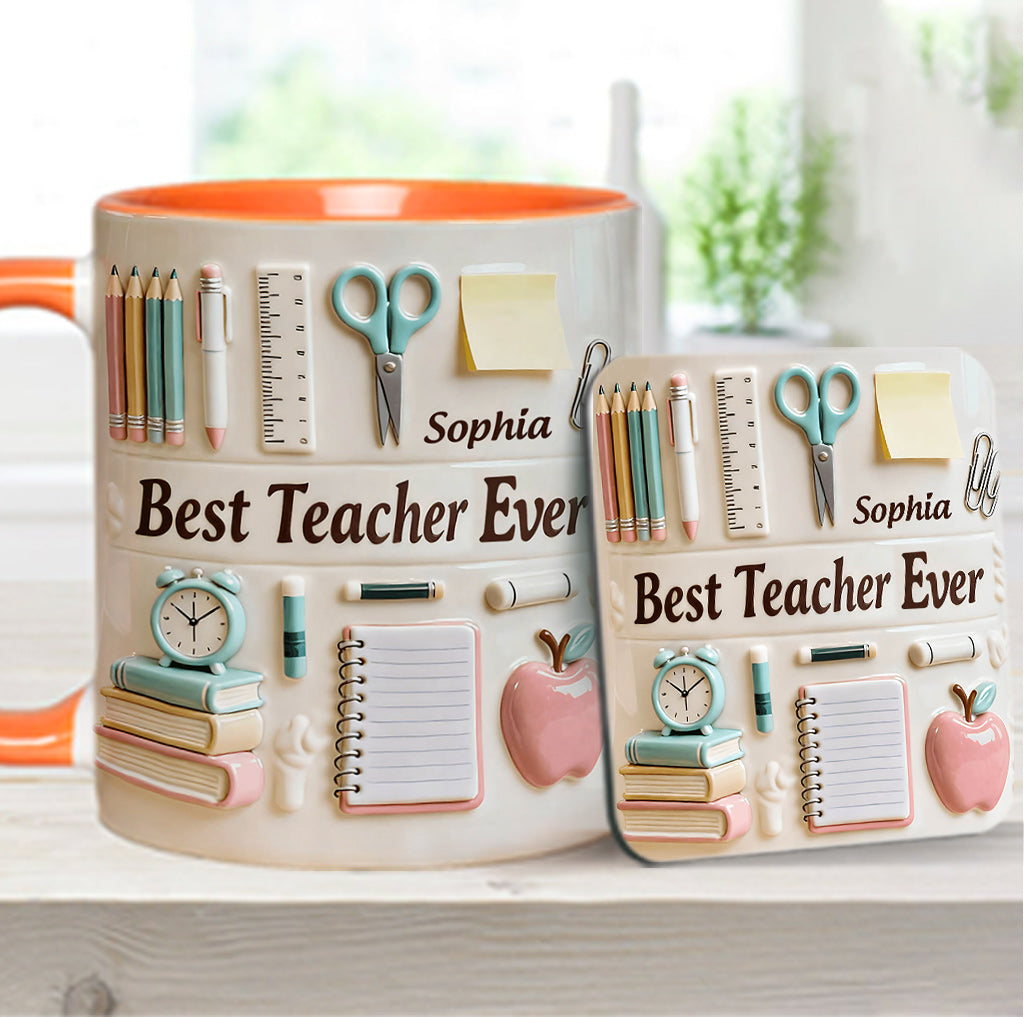 Best Teacher Ever - Personalized Teacher Accent Mug & Coaster