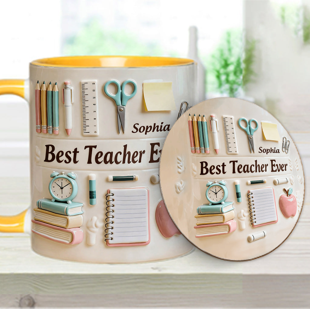 Best Teacher Ever - Personalized Teacher Accent Mug & Coaster