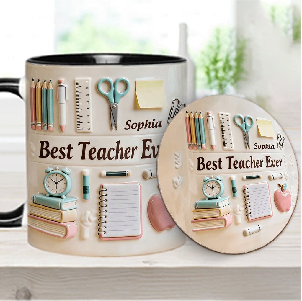 Best Teacher Ever - Personalized Teacher Accent Mug & Coaster