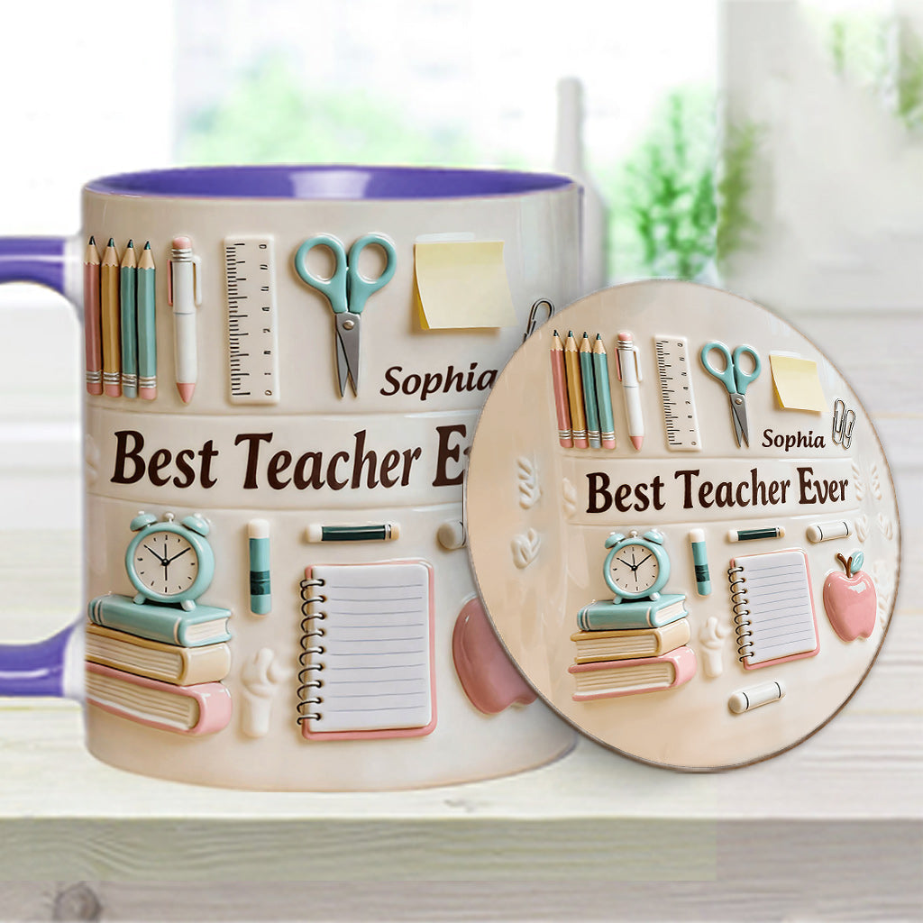 Best Teacher Ever - Personalized Teacher Accent Mug & Coaster