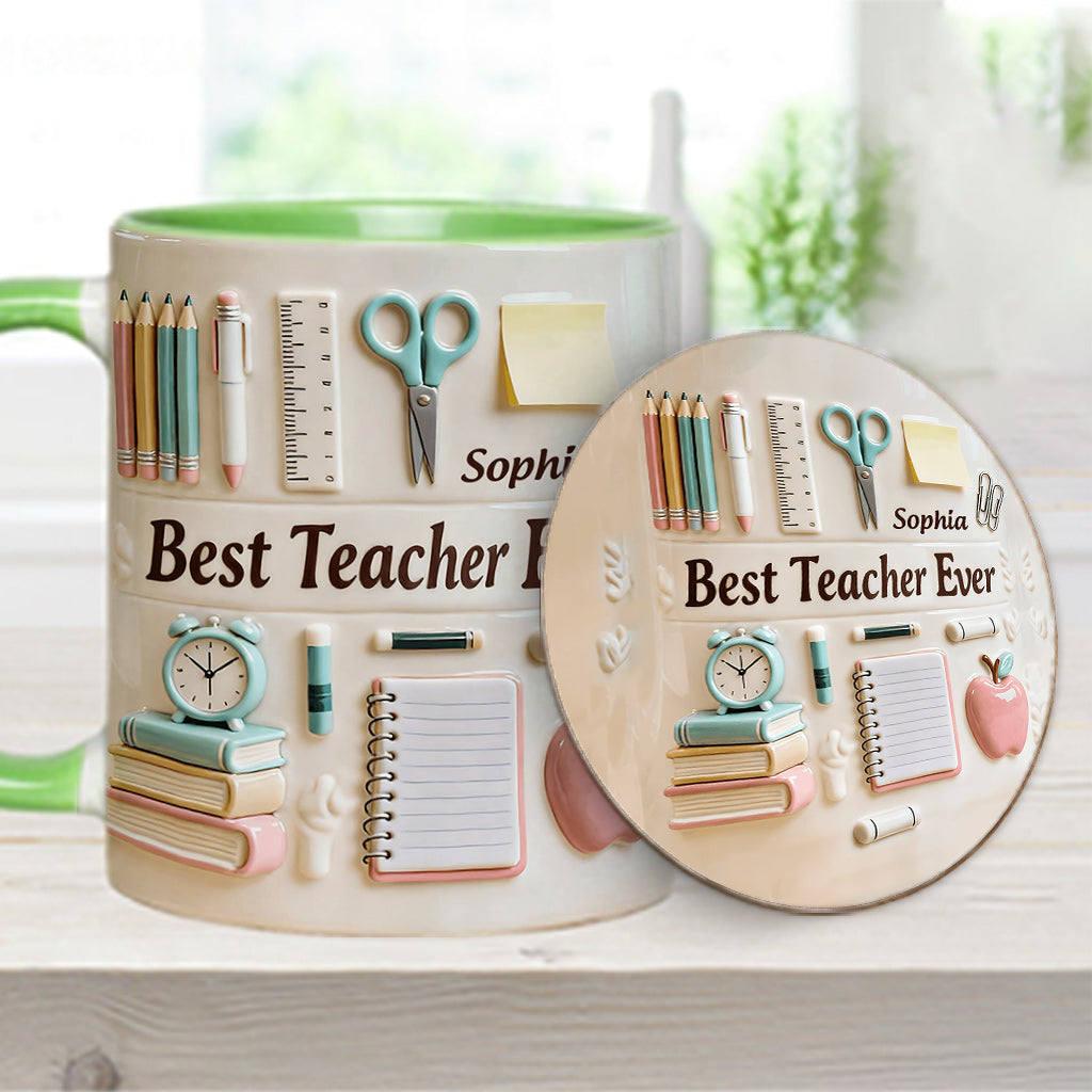 Best Teacher Ever - Personalized Teacher Accent Mug & Coaster