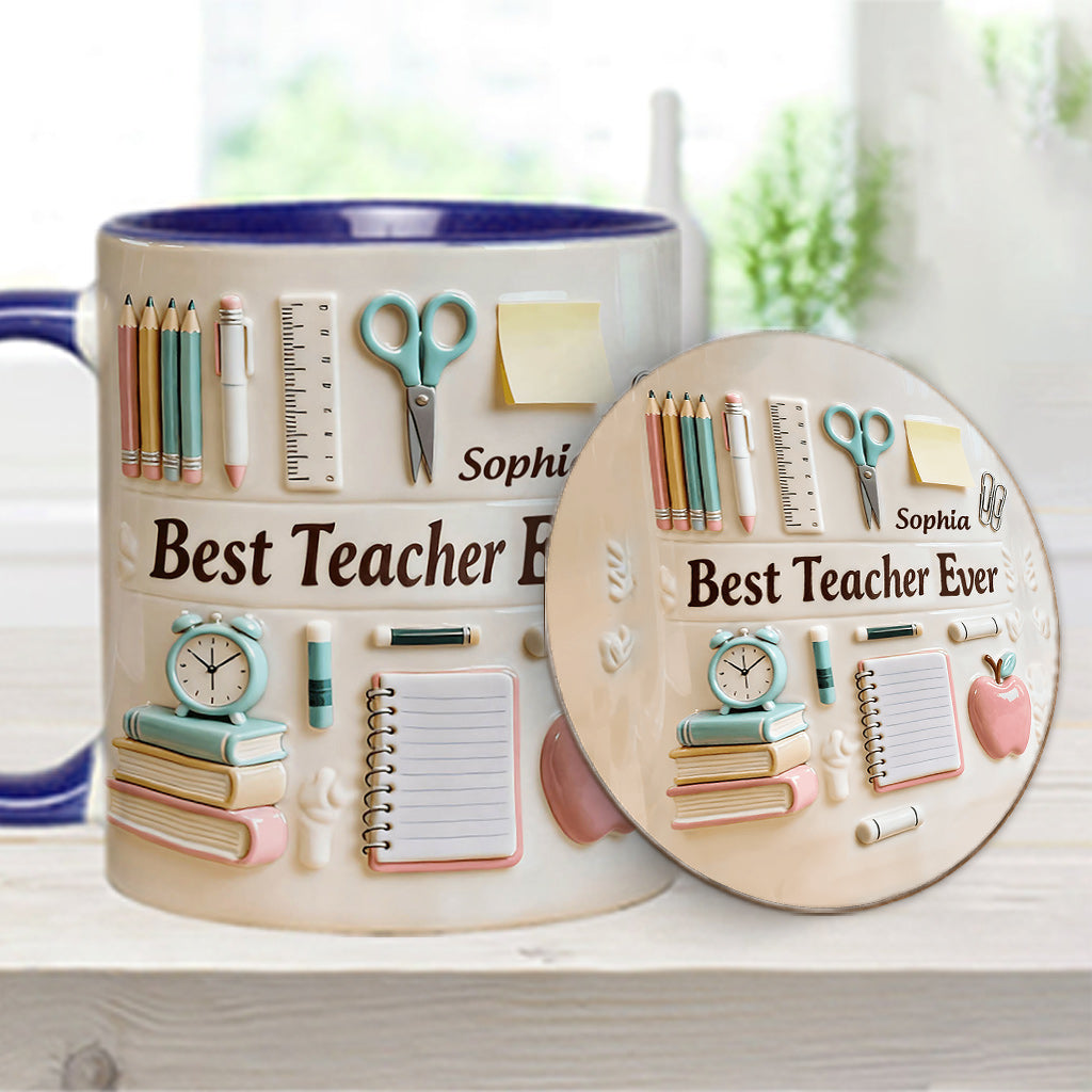 Best Teacher Ever - Personalized Teacher Accent Mug & Coaster