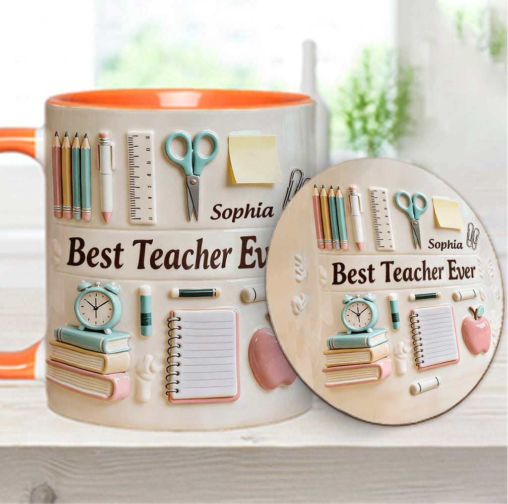 Best Teacher Ever - Personalized Teacher Accent Mug & Coaster