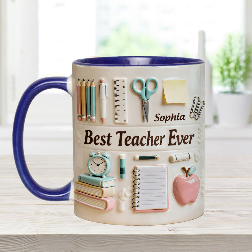 Best Teacher Ever - Personalized Teacher Accent Mug & Coaster