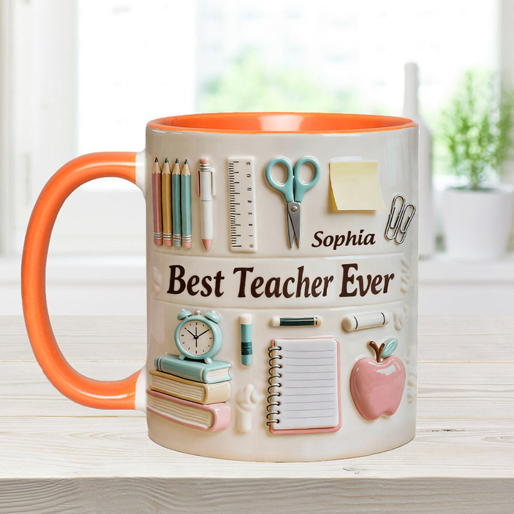 Best Teacher Ever - Personalized Teacher Accent Mug & Coaster