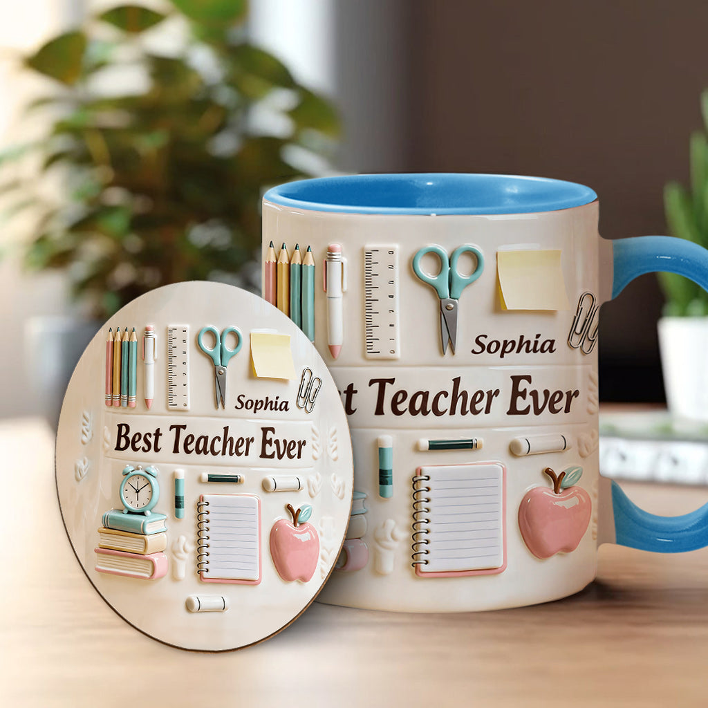 Best Teacher Ever - Personalized Teacher Accent Mug & Coaster