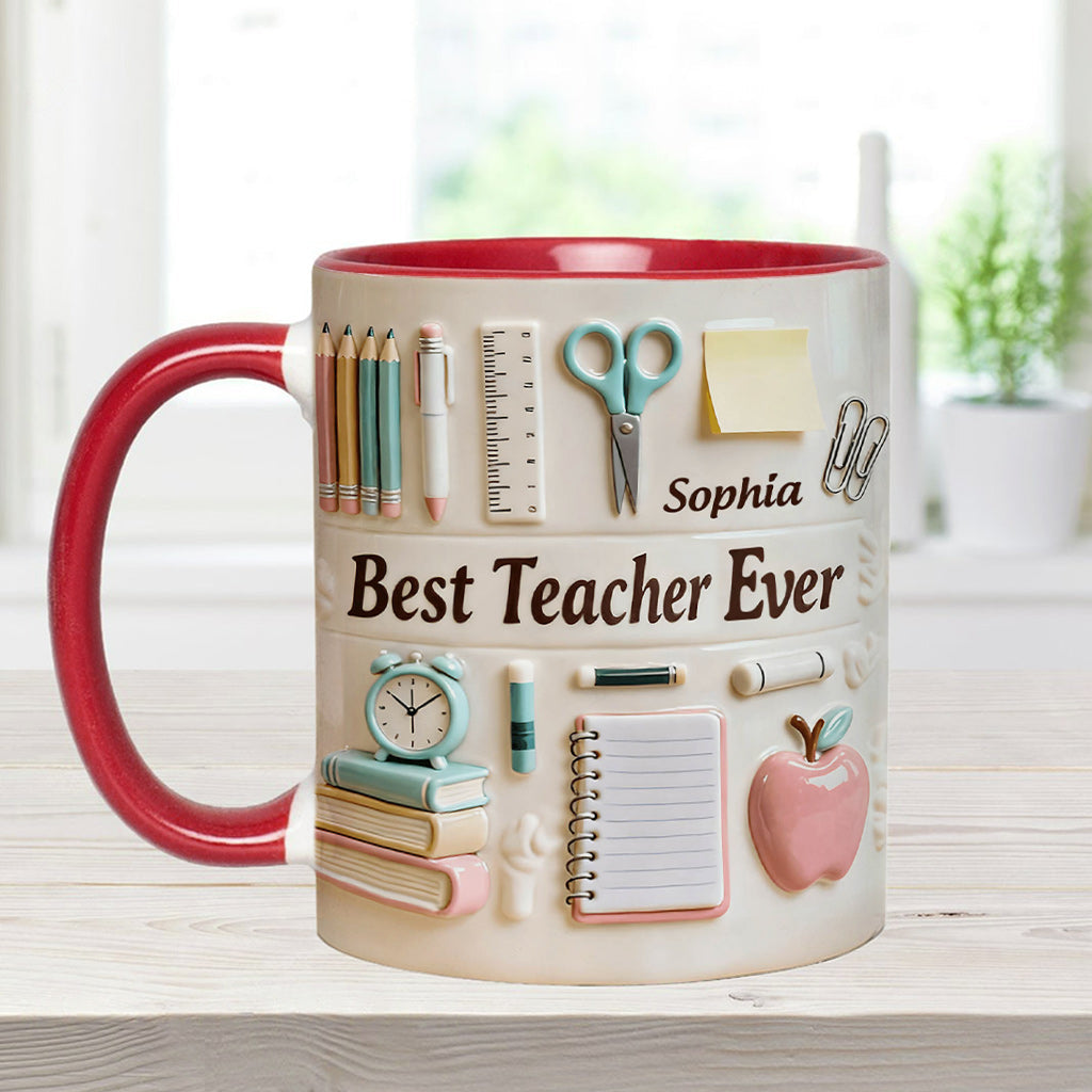 Best Teacher Ever - Personalized Teacher Accent Mug & Coaster