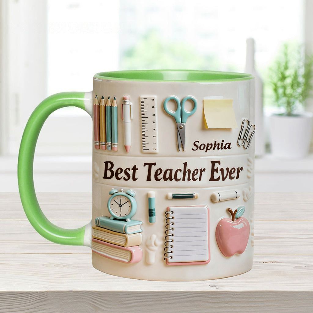 Best Teacher Ever - Personalized Teacher Accent Mug & Coaster