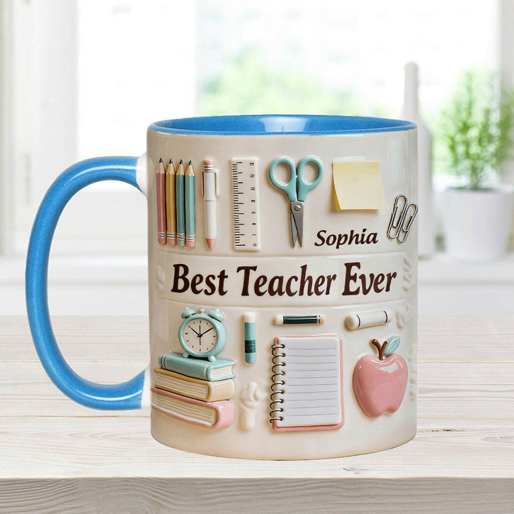 Best Teacher Ever - Personalized Teacher Accent Mug & Coaster