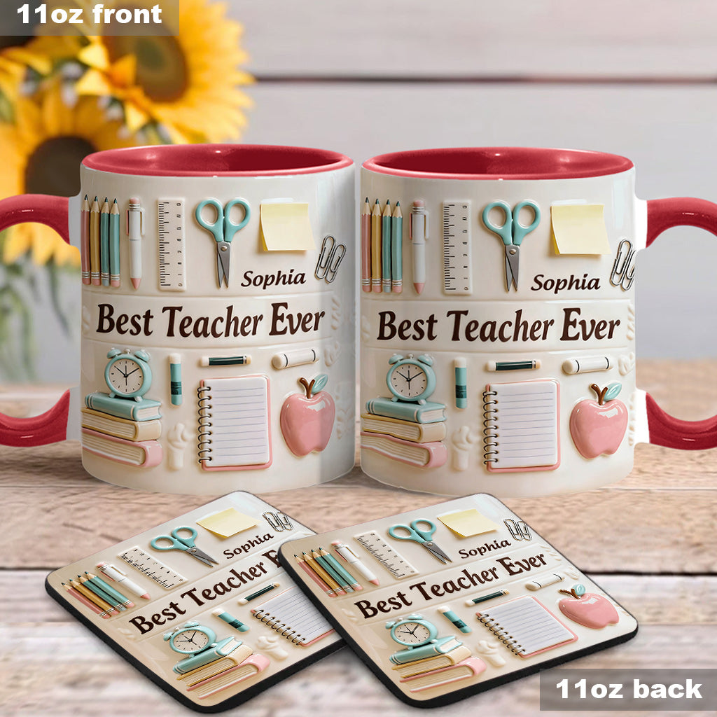 Best Teacher Ever - Personalized Teacher Accent Mug & Coaster
