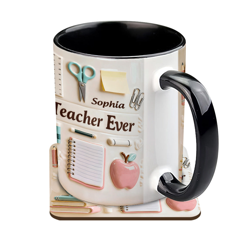 Best Teacher Ever - Personalized Teacher Accent Mug & Coaster