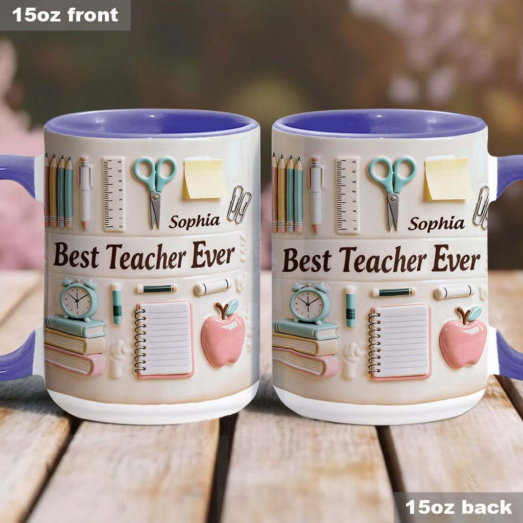 Best Teacher Ever - Personalized Teacher Accent Mug & Coaster