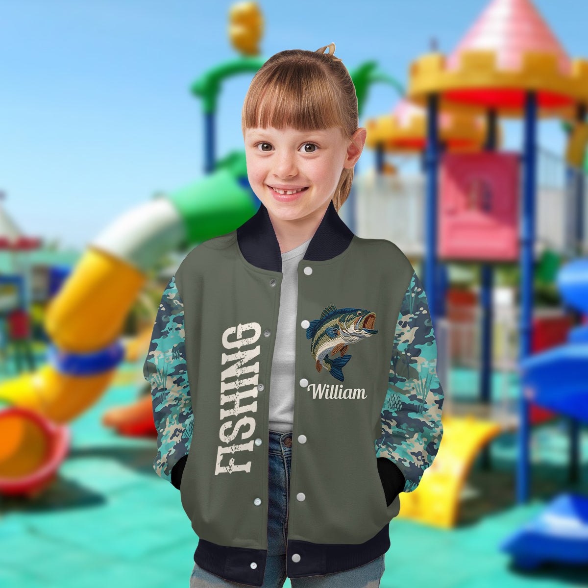 Veste universitaire de pêche personnalisée Cool Fishing