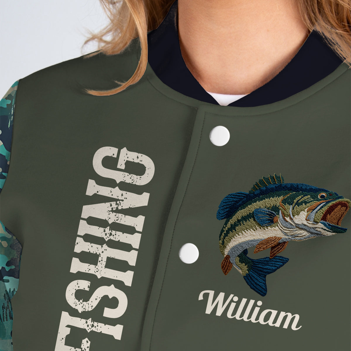 Veste universitaire de pêche personnalisée Cool Fishing