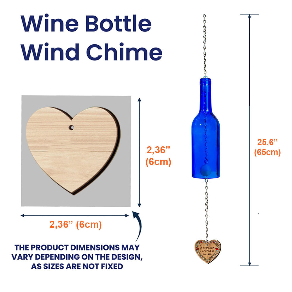 Écoute le vent et pense à moi - Carillon éolien personnalisé pour bouteille de vin avec chien
