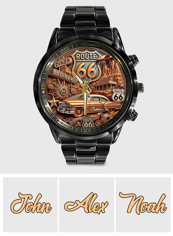 Montre-bracelet personnalisée Vintage Route 66 - Muscle Car