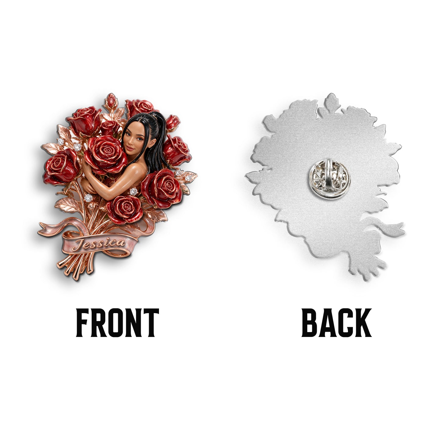 Custom Flower Brooch - Personalized Self Love 3D Embossed Enamel Pin