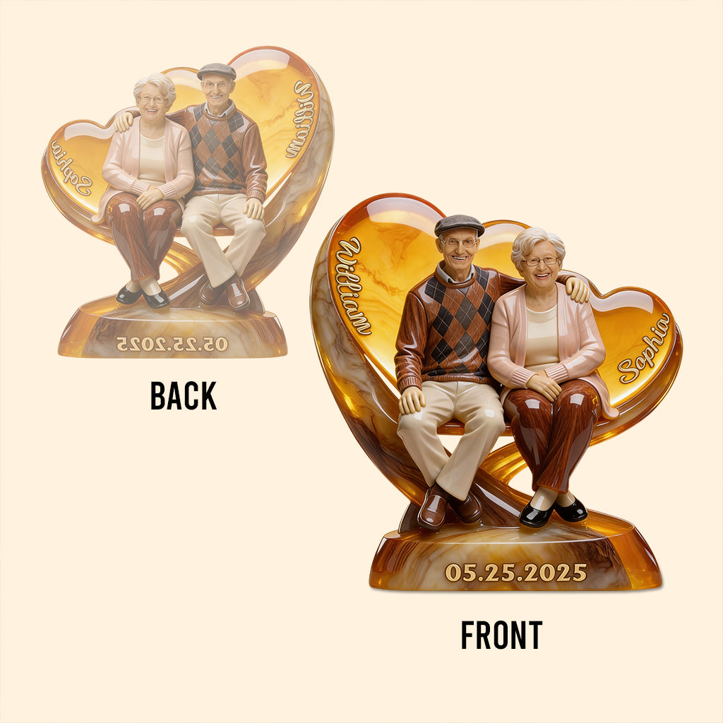 Romantische Liebesfotos hochladen & sofort in der Vorschau ansehen – personalisierte Acrylplakette in individueller Pärchenform