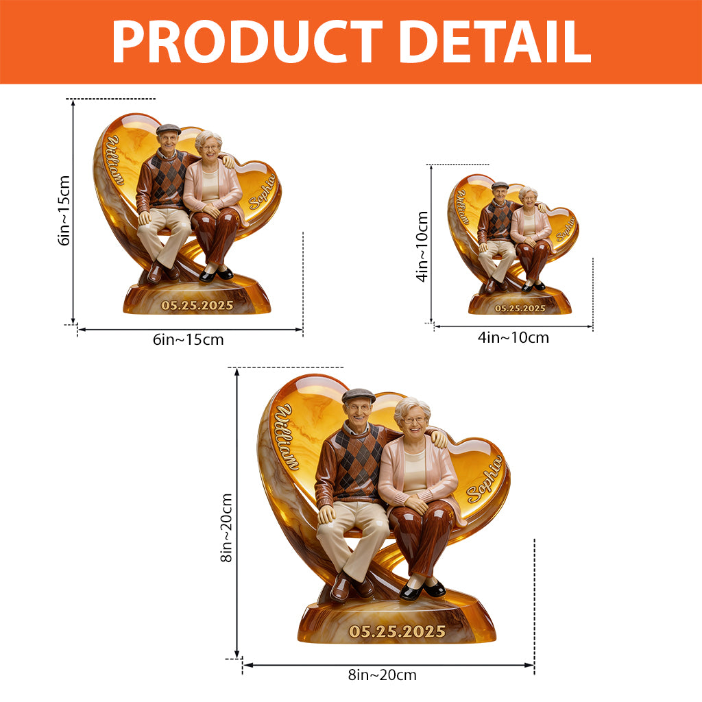 Romantische Liebesfotos hochladen & sofort in der Vorschau ansehen – personalisierte Acrylplakette in individueller Pärchenform