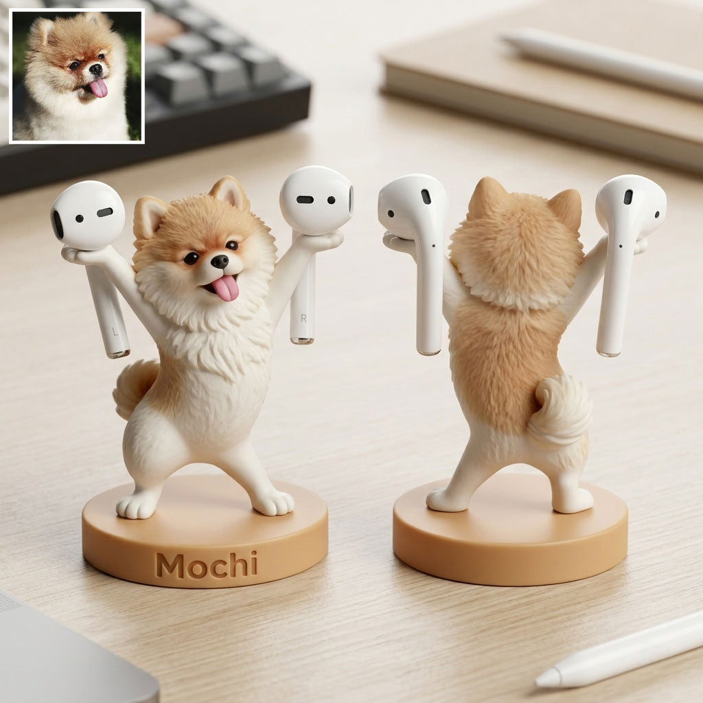 Niedlicher Stift/ Bluetooth Kopfhörer Halter Schreibtisch Zubehör für Tierbesitzer - Personalisierte Hund Premium 3D Figur