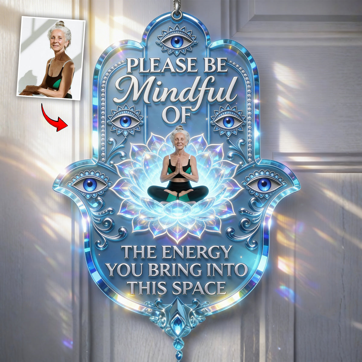 Yoga Lovers, Hamsa Hand - Personalized Yoga Acrylic Sign