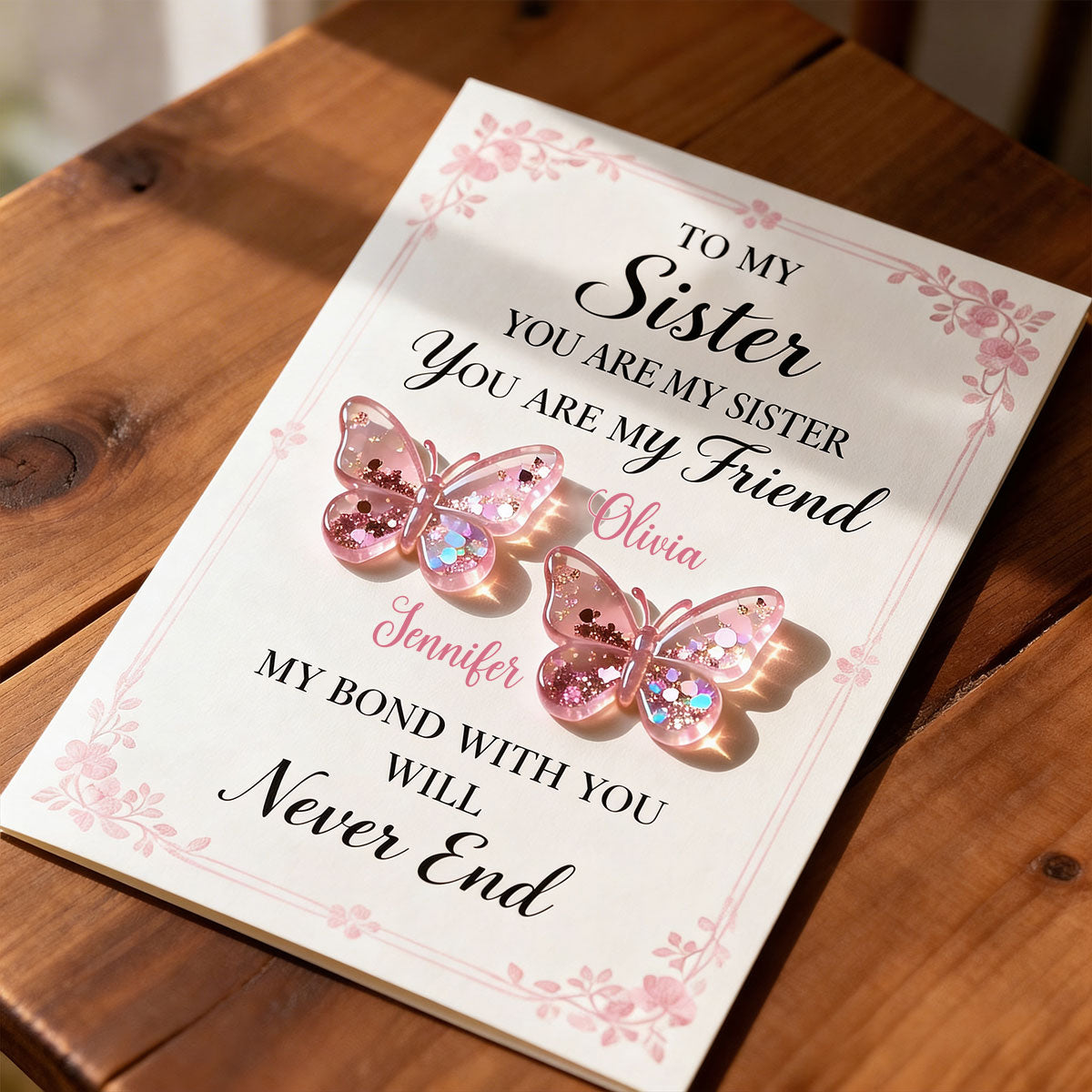 Sister Butterfly - Personalized Sister Pocket Hug Card