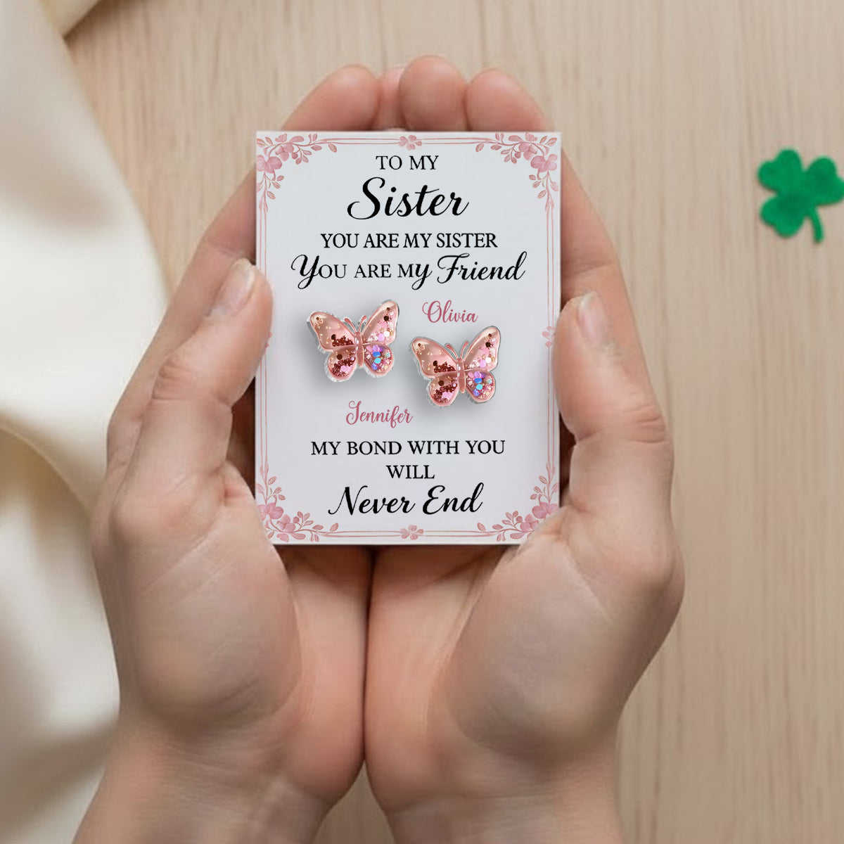 Sister Butterfly - Personalized Sister Pocket Hug Card
