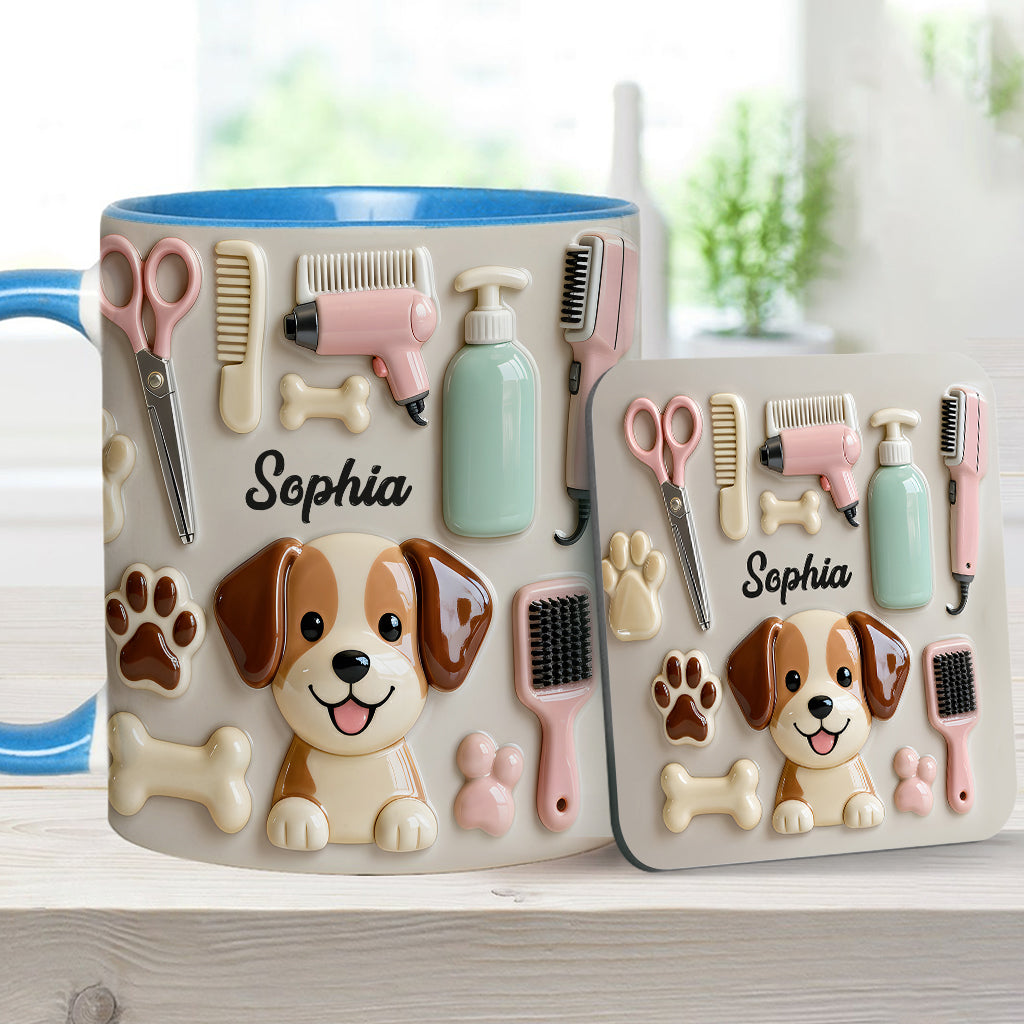 Best Dog Groomer - Personalized Dog Groomer Accent Mug & Coaster