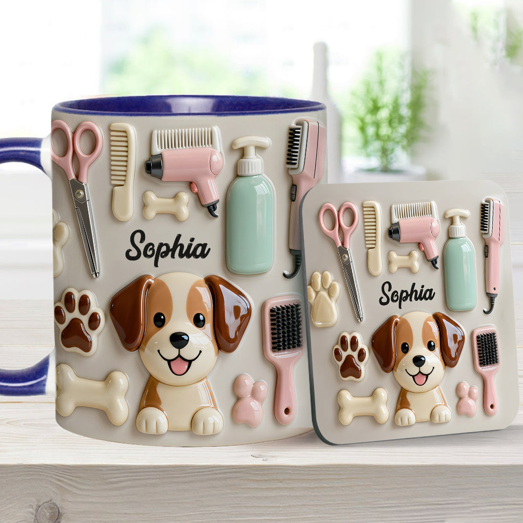 Best Dog Groomer - Personalized Dog Groomer Accent Mug & Coaster