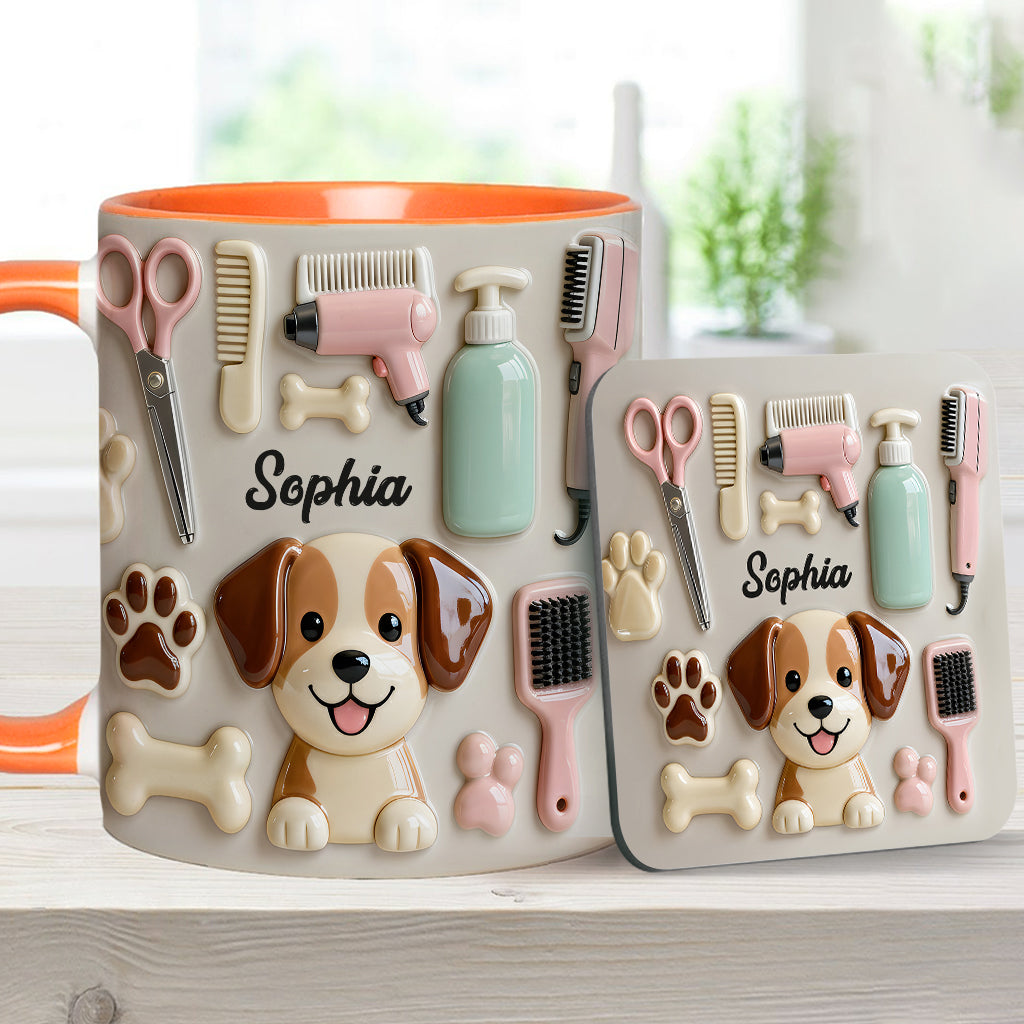 Best Dog Groomer - Personalized Dog Groomer Accent Mug & Coaster