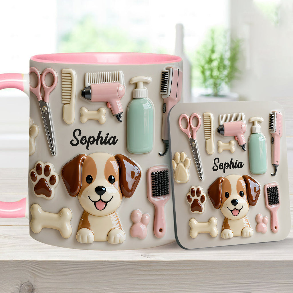 Best Dog Groomer - Personalized Dog Groomer Accent Mug & Coaster