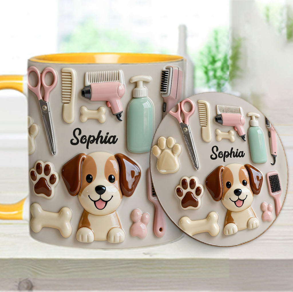 Best Dog Groomer - Personalized Dog Groomer Accent Mug & Coaster