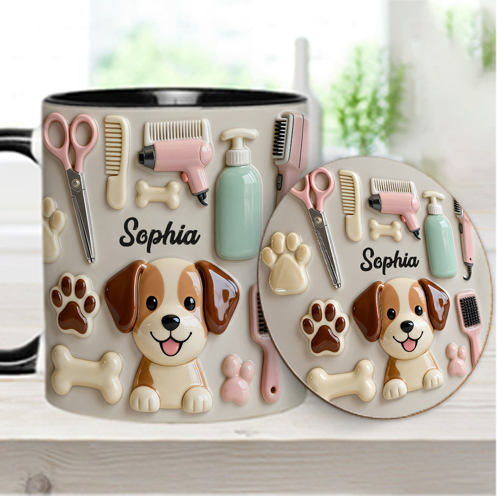 Best Dog Groomer - Personalized Dog Groomer Accent Mug & Coaster