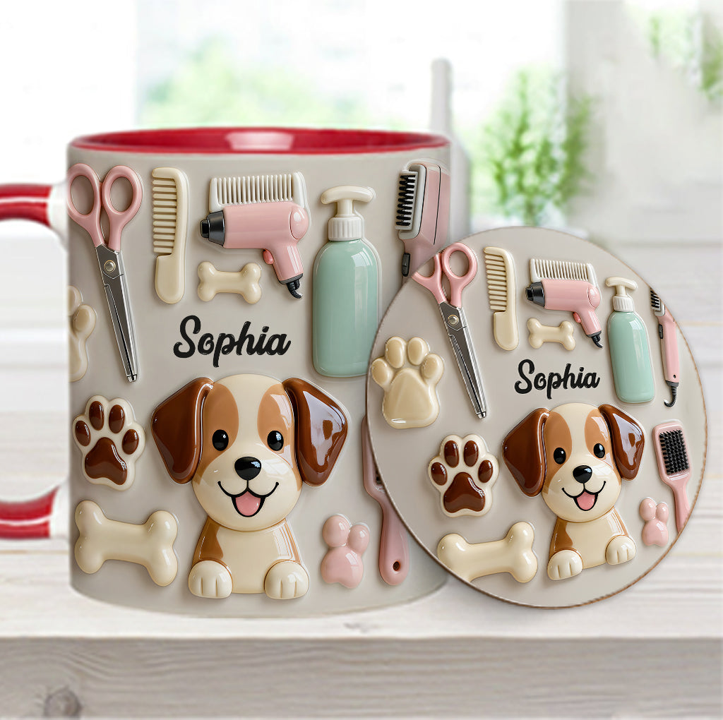 Best Dog Groomer - Personalized Dog Groomer Accent Mug & Coaster