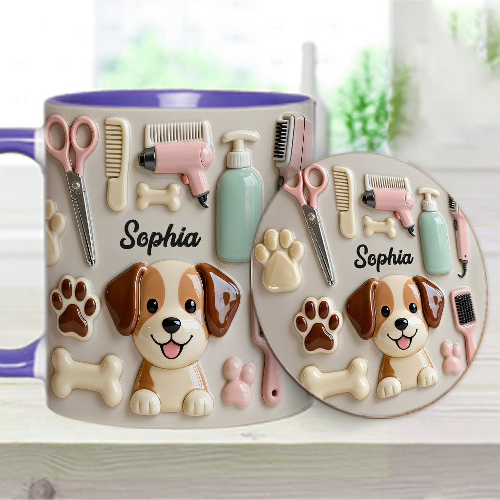 Best Dog Groomer - Personalized Dog Groomer Accent Mug & Coaster