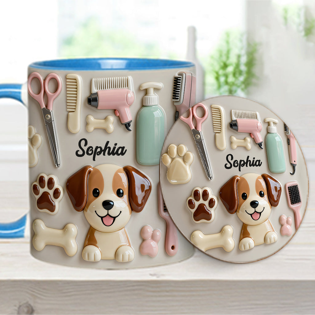 Best Dog Groomer - Personalized Dog Groomer Accent Mug & Coaster