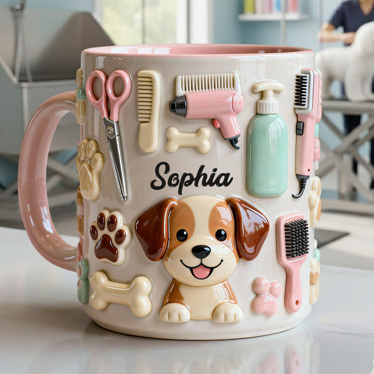 Best Dog Groomer - Personalized Dog Groomer Accent Mug & Coaster