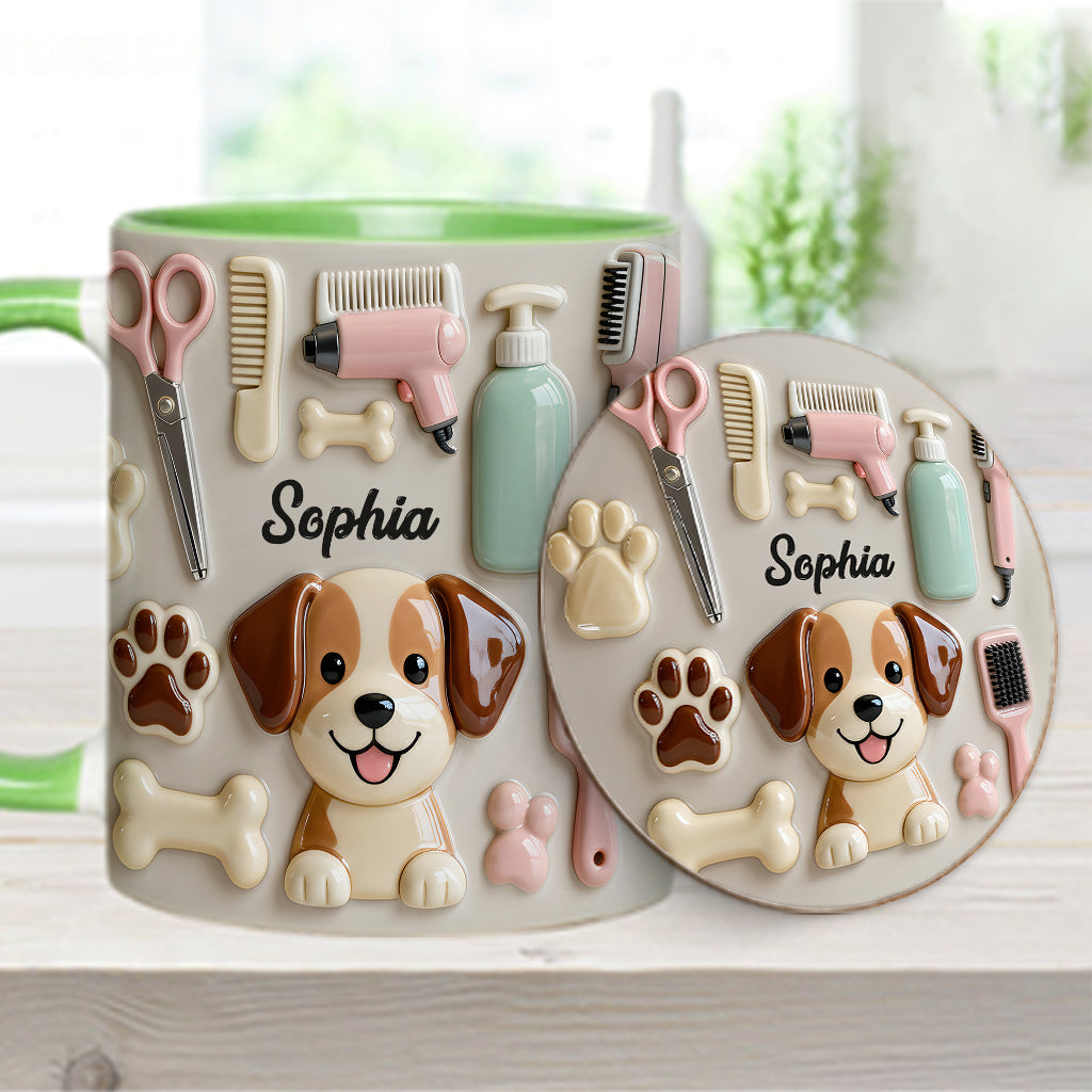 Best Dog Groomer - Personalized Dog Groomer Accent Mug & Coaster