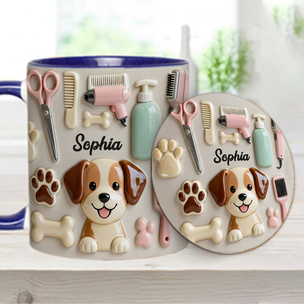 Best Dog Groomer - Personalized Dog Groomer Accent Mug & Coaster