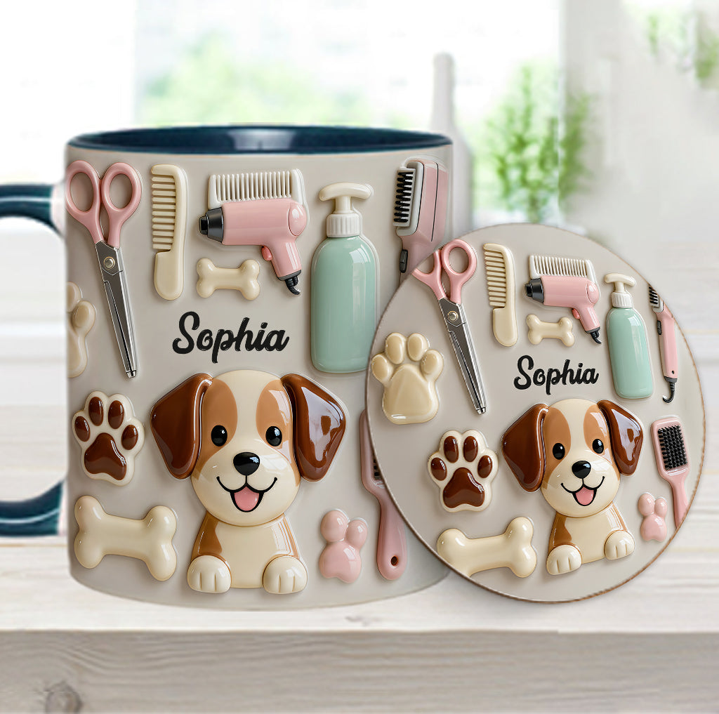 Best Dog Groomer - Personalized Dog Groomer Accent Mug & Coaster