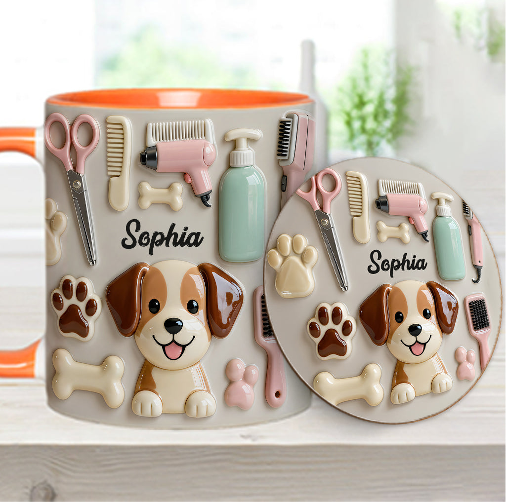 Best Dog Groomer - Personalized Dog Groomer Accent Mug & Coaster